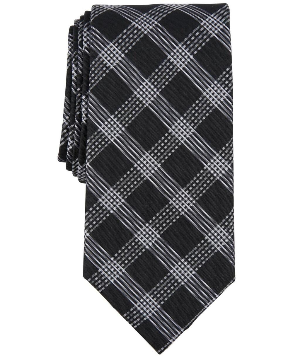 Michael Kors Mens Lombard Check Tie Black One Size NWT